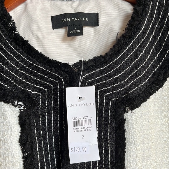 NWT Ann Taylor Black & Pearly White Jacket/Blazer SIZE 2 - Picture 7 of 7